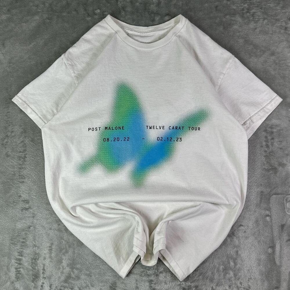 Post Malone Twelve Carat Tour Tee 2022 2023 White T-Shirt Adult Size Medium